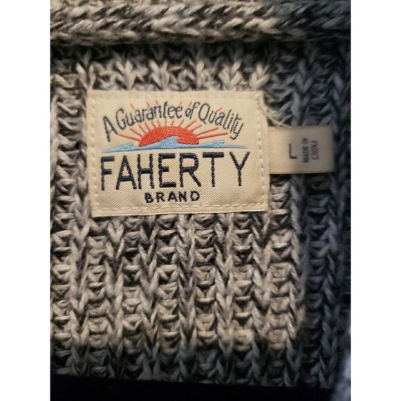 Faherty Marled Shawl Cardigan Sweater Mens Sz Large Marled Gray Cotton Cashmere - Picture 6 of 7